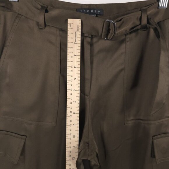 theory HANNON B/SPLENDOR Cargo Pants Tapered Satin F1009210 Size 8 - Picture 6 of 12